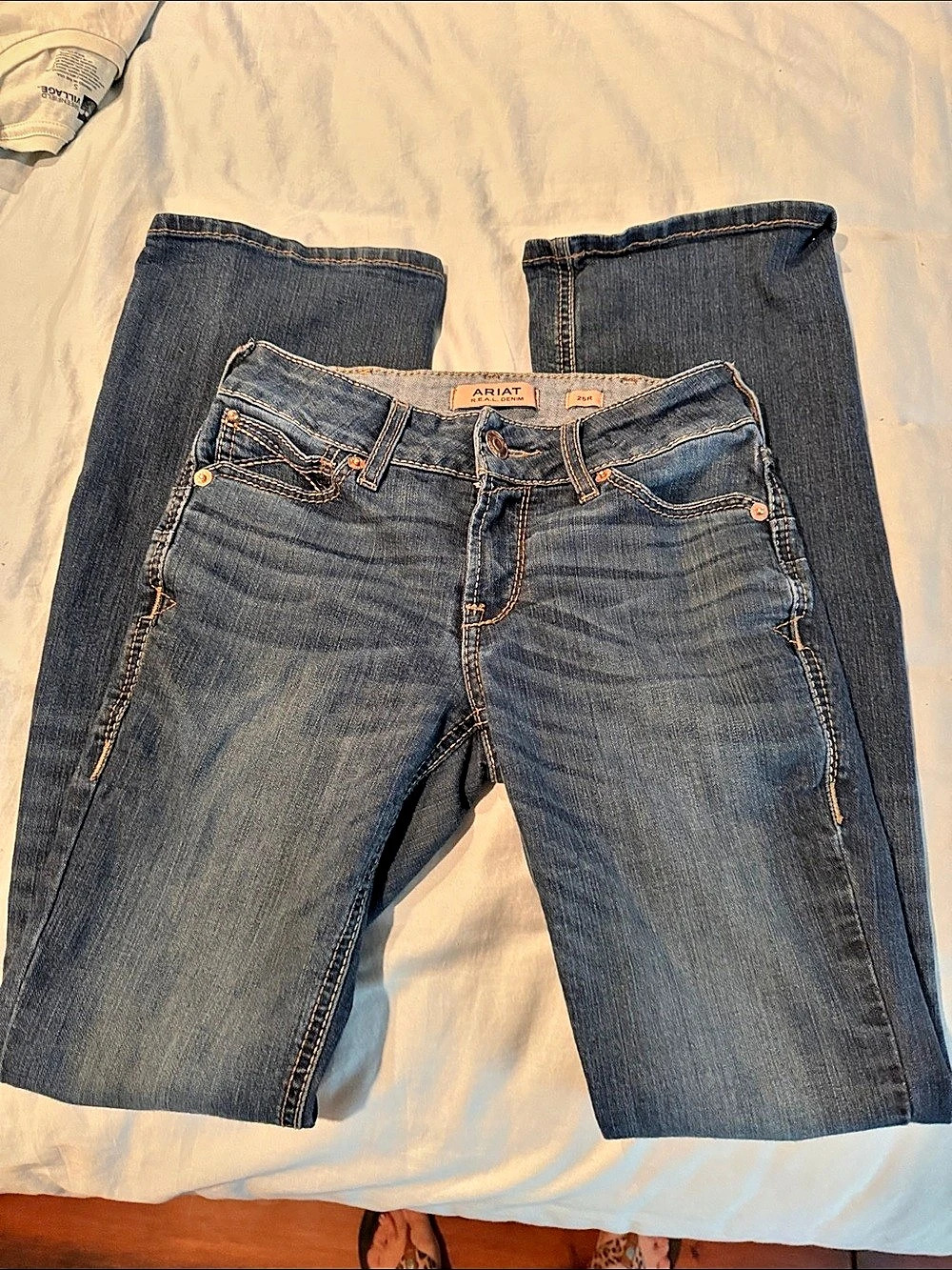 Ariat R.E.A.L. Mid Rise Stretch Boot Cut Jeans Blue Waist 25R